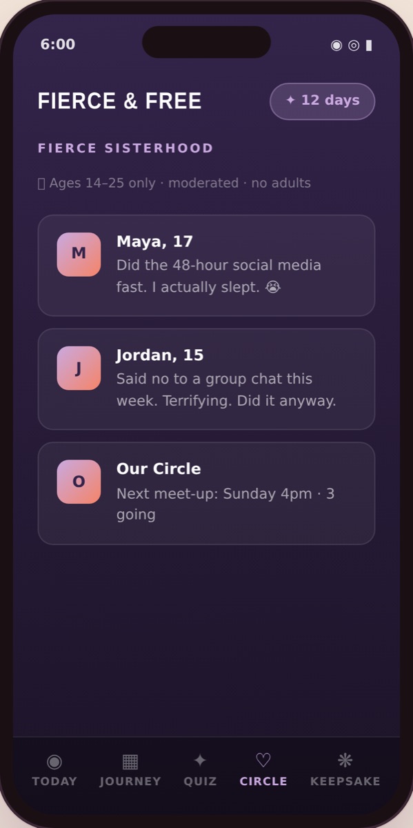 Fierce & Free — Circle screen